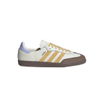 Adidas Samba OG Oat Violet Tone dengan upper kulit beige, aksen coklat, dan detail kuning