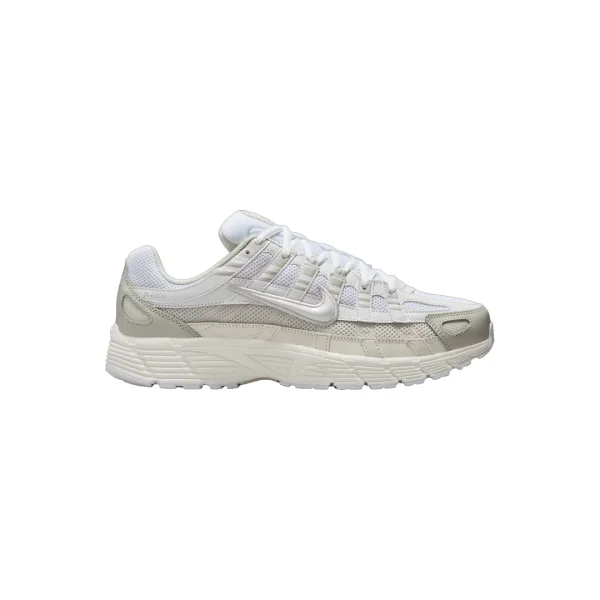 Nike P-6000 White Sail dengan mesh breathable putih, overlay netral, dan detail modern