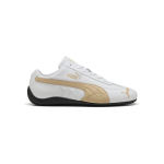 Puma Speedcat OG Leather White Toasted Almond, sepatu balap retro dengan desain putih dan aksen toasted almond, menggabungkan gaya motorsport dan streetwear