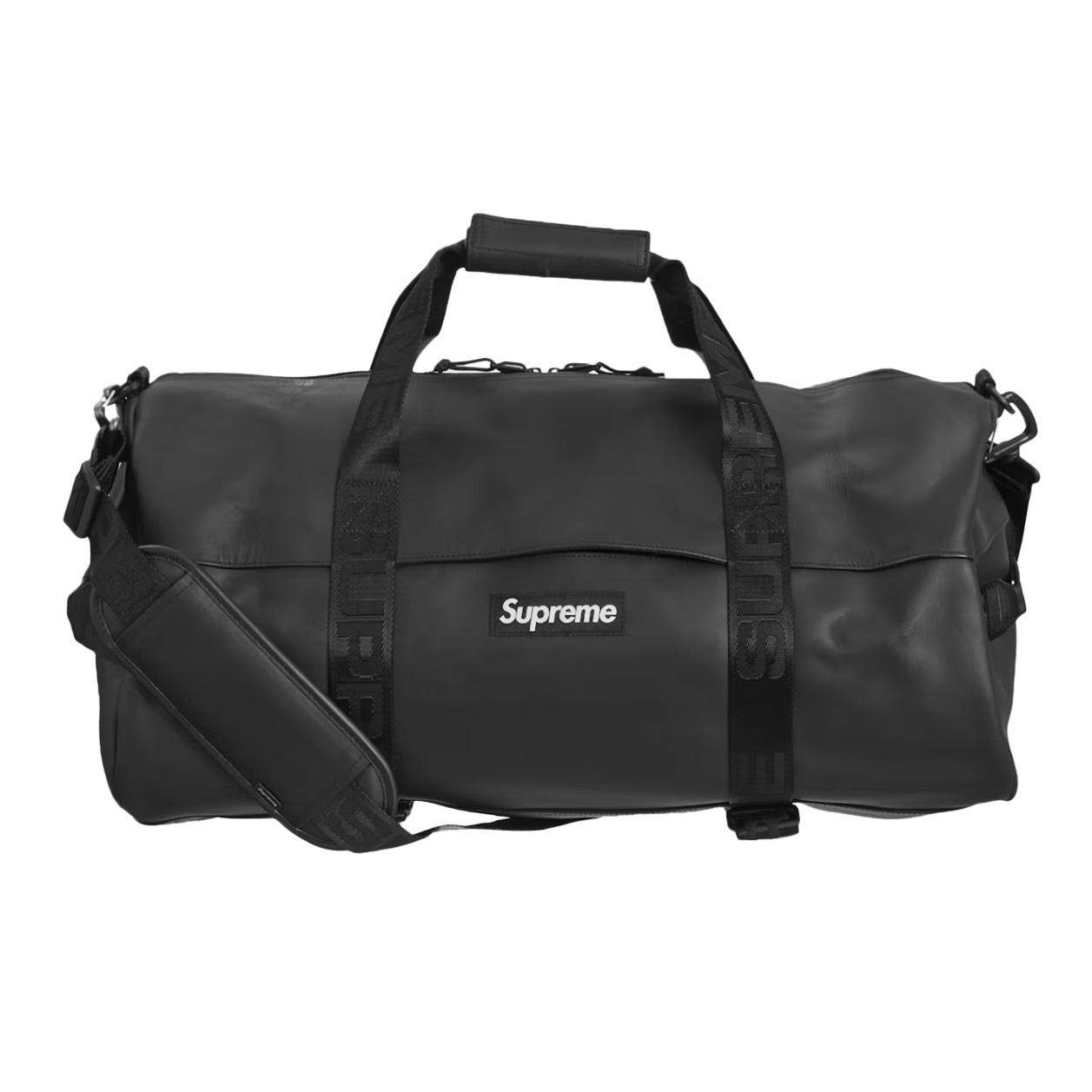 Supreme Leather Duffle Bag Black Senikersku