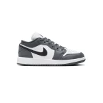 Air Jordan 1 Low Iron Grey dengan upper kulit asli dan sintetis, unit Nike Air, dan outsole karet yang kokoh
