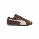Puma Speedcat TTF Dark Chocolate Frosted Ivory dengan upper suede dan leather, siluet ramping balap, serta outsole karet untuk traksi maksimal